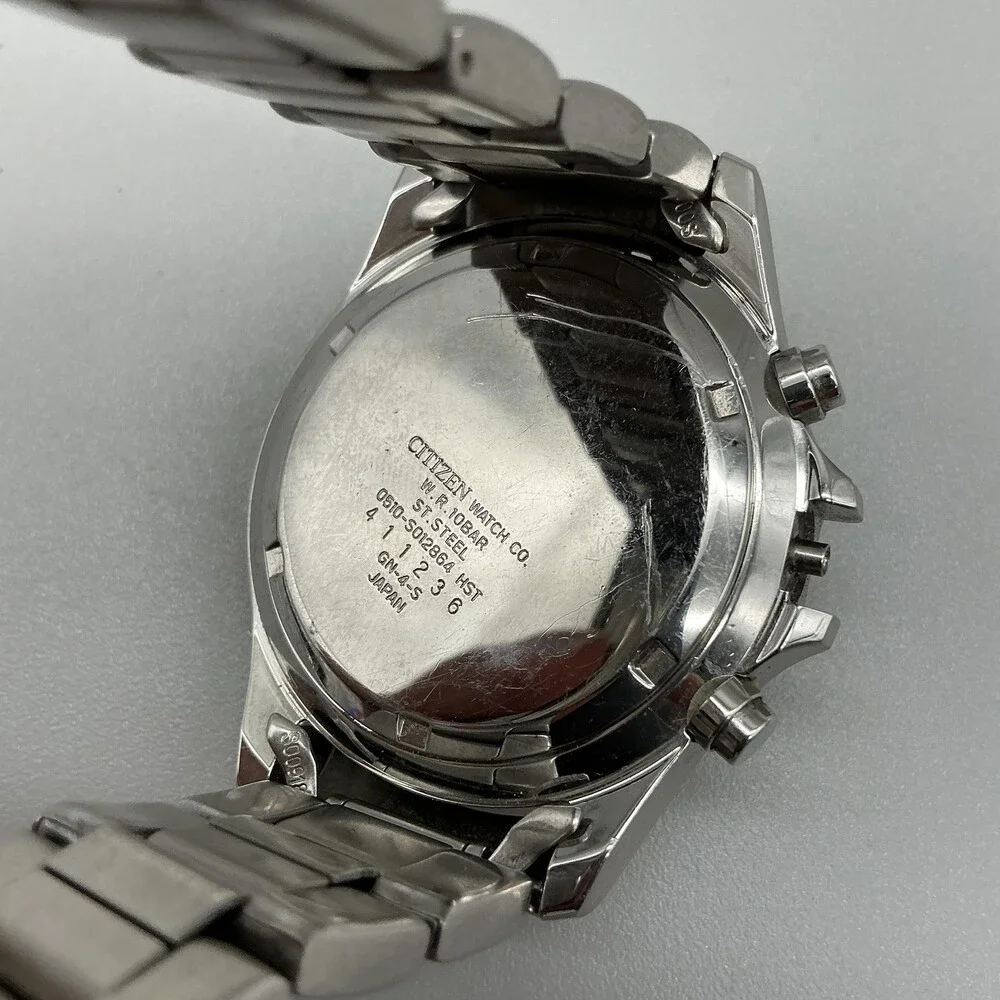 Citizen Chronograph WR100 Mens Watch 40mm Stainless For Parts Not Running